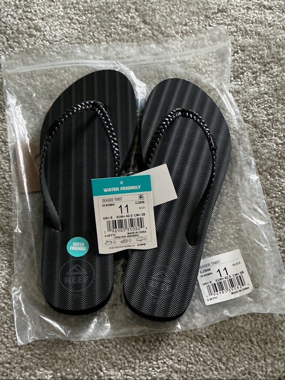 Reef Black Braided-Strap Seaside Twist Flip Flops